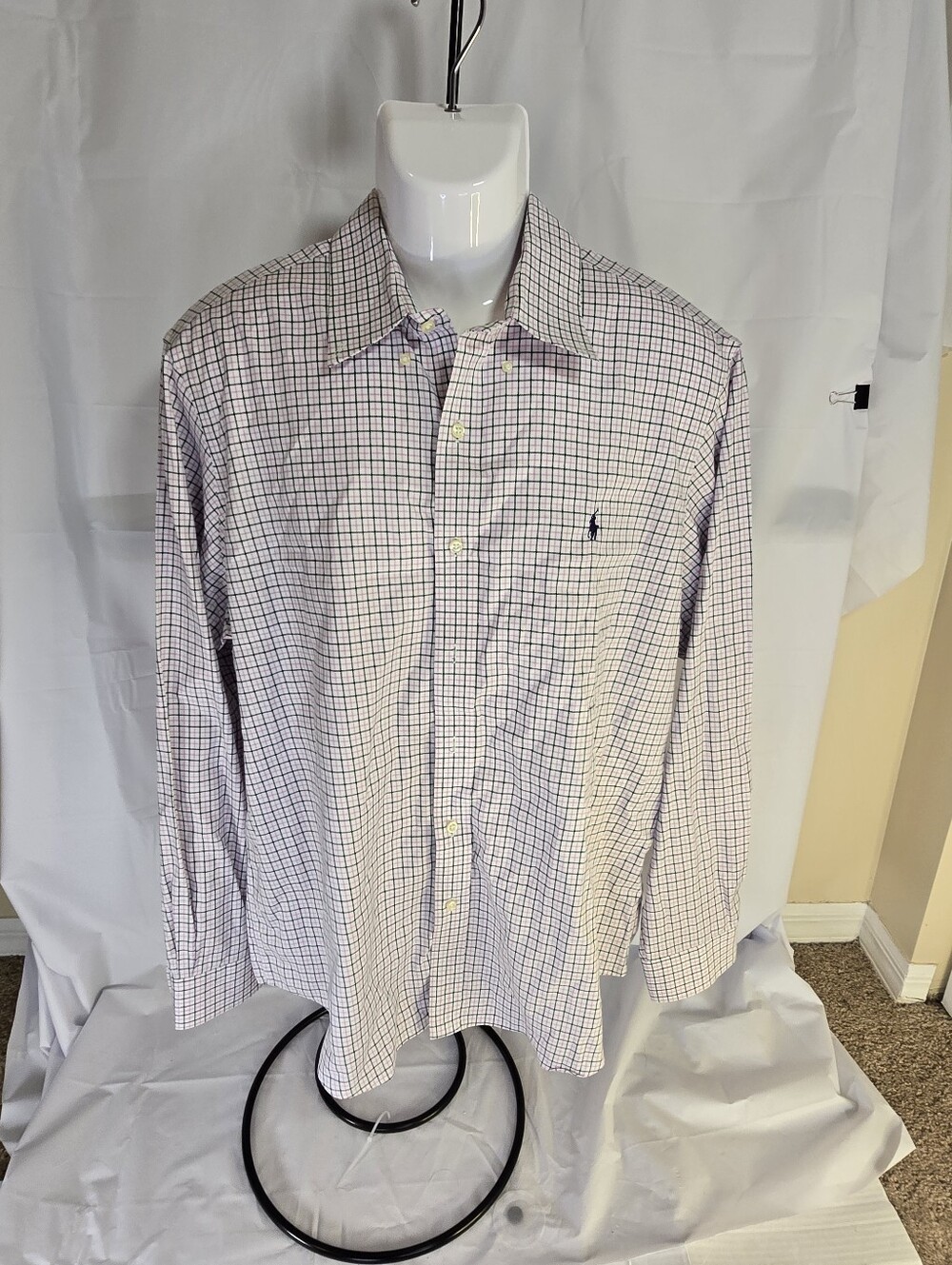 Polo Ralph Lauren Men’s Classic Fit Easy Care Plaid Shirt Pink & Black check XL